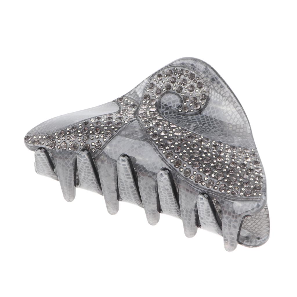 Fashion Rhinestone Spring Hair Clamps , Gray, As Described