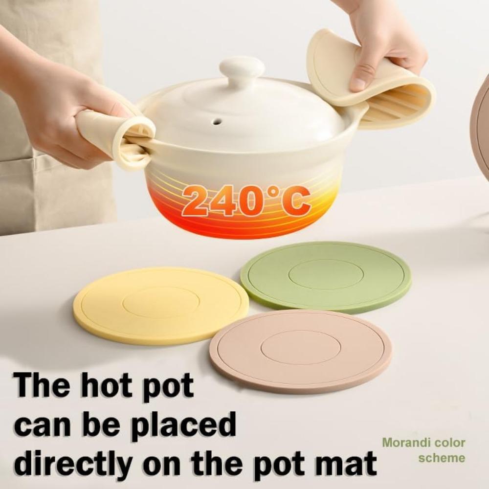Silicone High Temperature Resistant Thickened Coaster Round Microwave Silicone Soft Placemat Insulation Pad Kitchen Tools