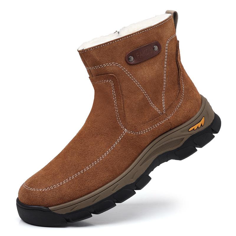 Wool Winter Warm Men's Cotton Shoes Leather Suede Casual Shoes Men's Outdoor Snow Boots Northeast Men's Shoes