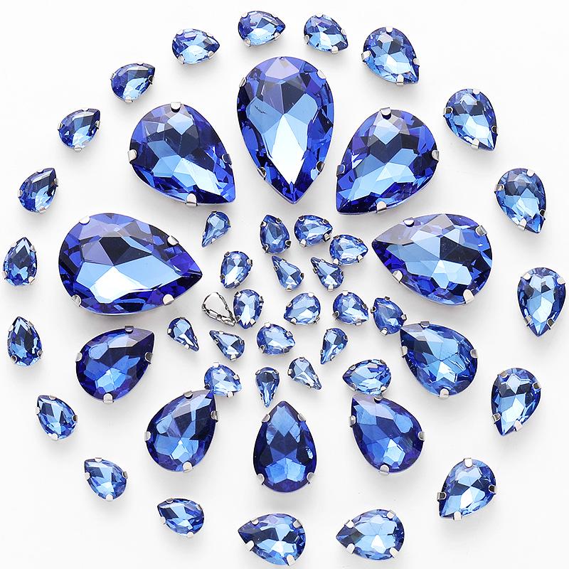 50pcs Hand-Sewn Water Drop Rhinestones: Colored Crystal Glass for DIY Wedding Dress and Clothing Accessories
