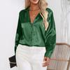 Langermede silkeskjorter Dame Spring Button Up Satin Bluse Sommer Løs kontor Dameoverdeler Blusas Casual Shirt 26105
