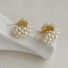 Dongdaemun C-Shaped Pearl Earrings, S925 Silver Needle, Retro Simple Design