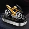 Mounted Solar Powered Motorcycle Ornament Car Desk Gadgets Wheel Rotating Fidget Roller Spinning Top Tip Gyro Metal Children