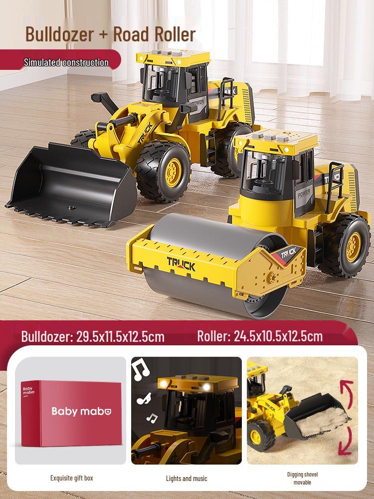 Children's Extra Large Alloy Roller Excavator Bulldozer Loader Toy, Ages 2+