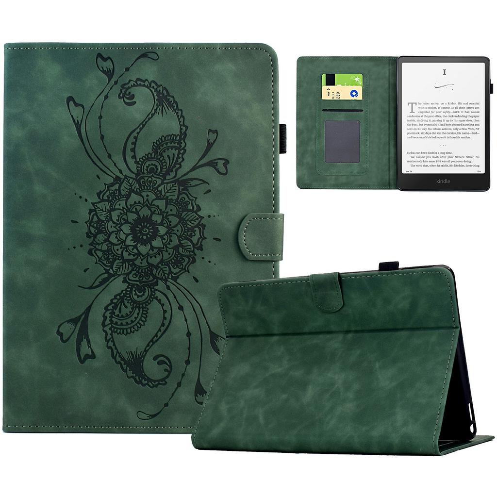 For Amazon Kindle Paperwhite 6 (2024) Case Mandala Imprinted Leather Tablet Cover with Card Slots