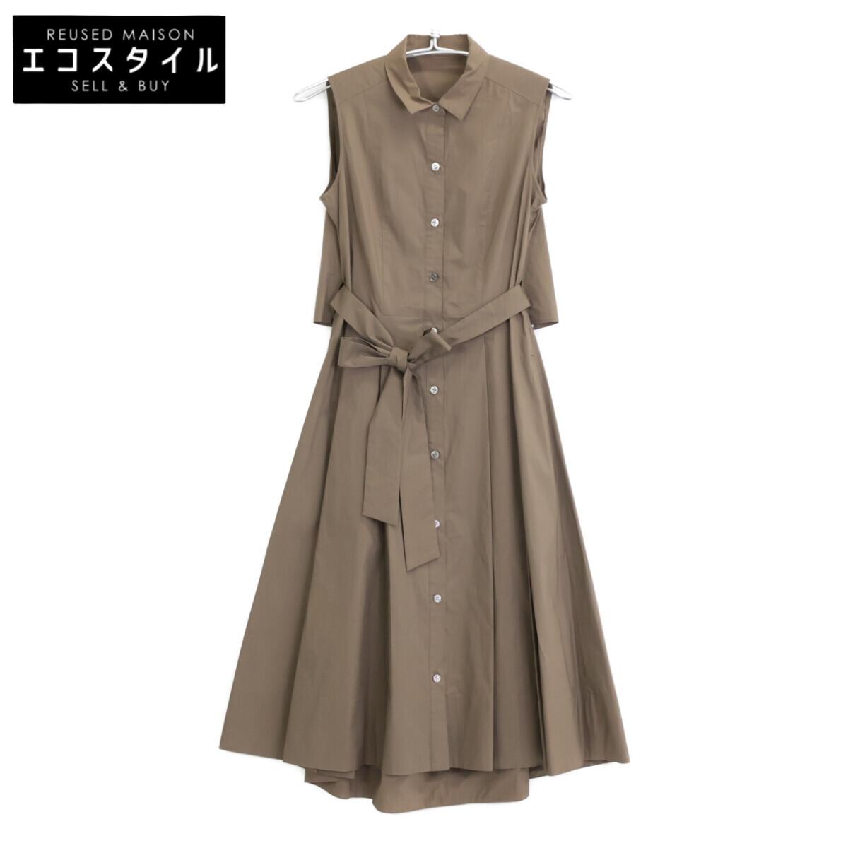 

ANAYI Khaki Cotton Back Open Sleeveless Shirt Dress dress 36 khakiUsed