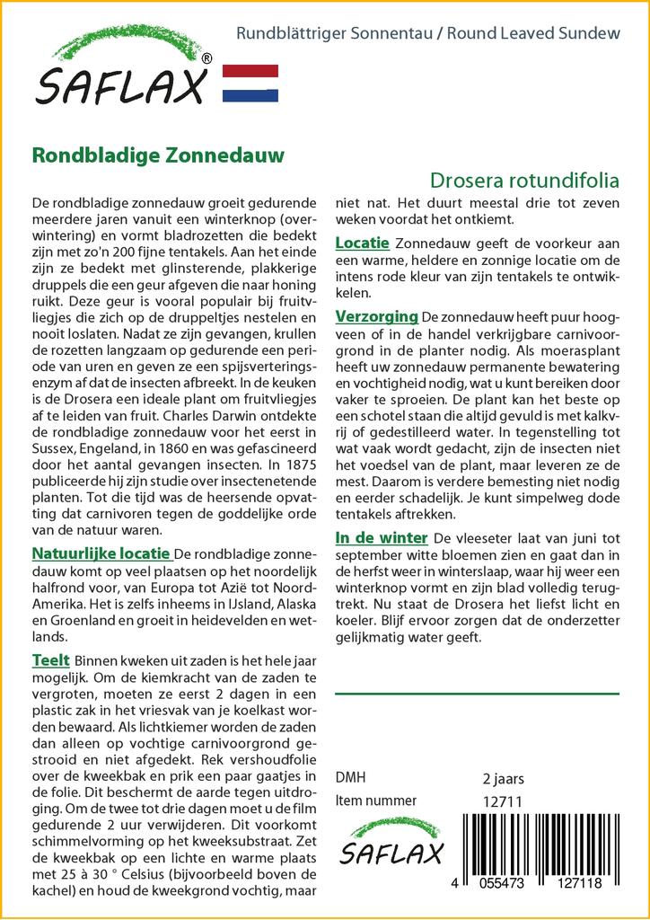 SAFLAX Rosiczka okrągłolistna - 50 nasion - Drosera rotundifolia