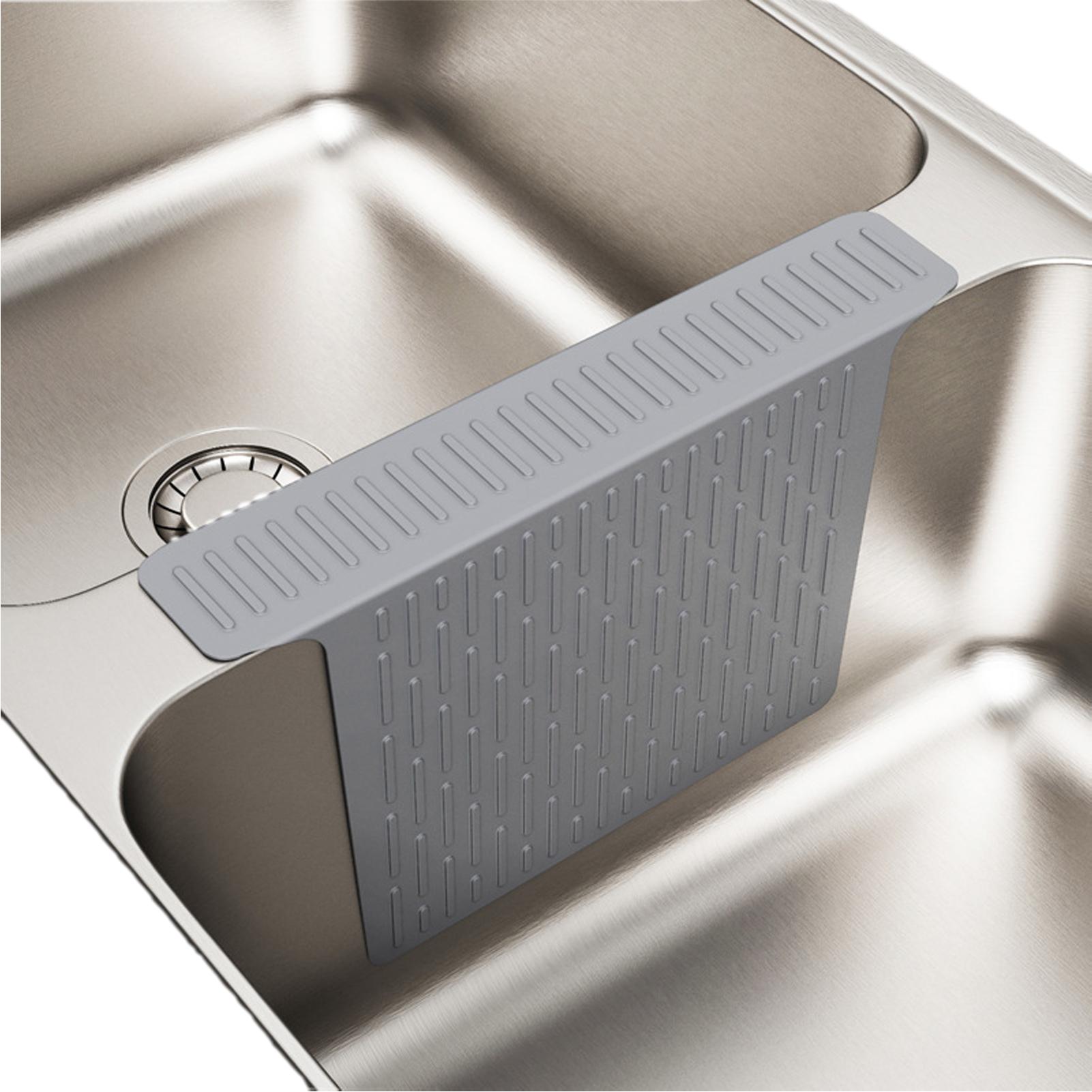 

Silicone Sink Saddle Mat Kitchen Sink Protector Divider Mat Heat Resistant Pad Silicone Faucet Mat Drainage Pad Wash Basin Pad сірий