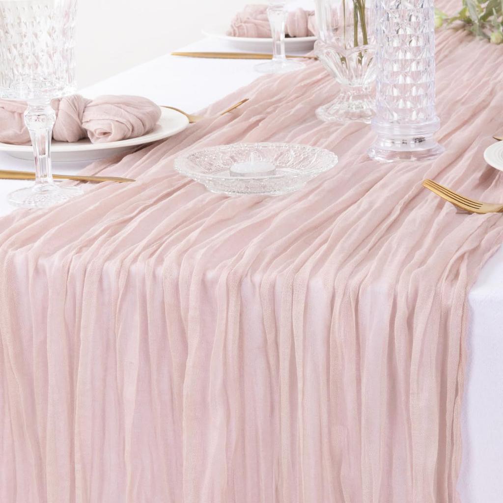 8Pcs Cheesecloth Table Runner, Boho Gauze Cheese Cloth Table Runners for Wedding Party Baby Bridal Shower Banquet Home Decor
