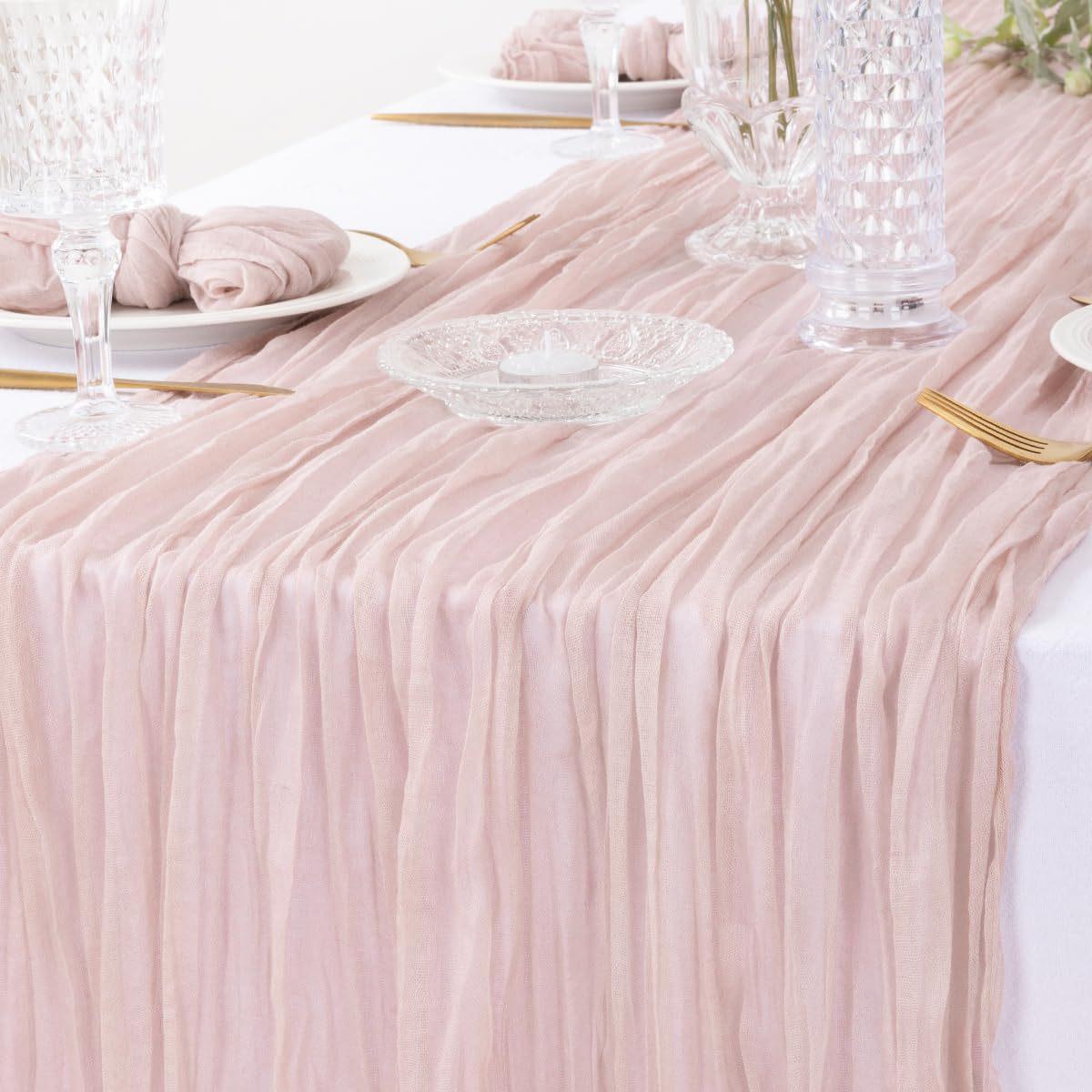 

8Pcs Cheesecloth Table Runner, Boho Gauze Cheese Cloth Table Runners for Wedding Party Baby Bridal Shower Banquet Home Decor 8Pcs 90x180cm троянди рожеві кольору