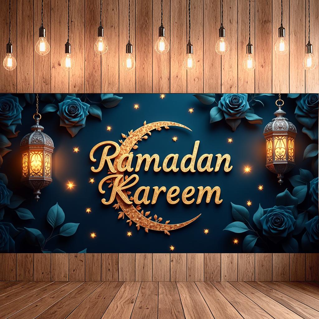 Bannière Ramadan Kareem Toile de fond Lanternes Lumières Décoratif Festival Fête Événement Célébration Graphique Décor Islamique Arrière-plan