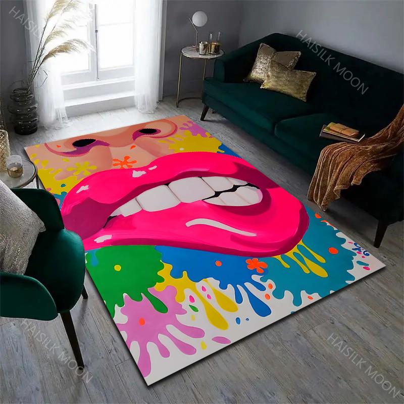6 Style Inkjet Drawing Mouth Pop Art Pattern Carpet for Living Room Bedroom Sofa Home Decor Non-slip Floor Mat Area Rug