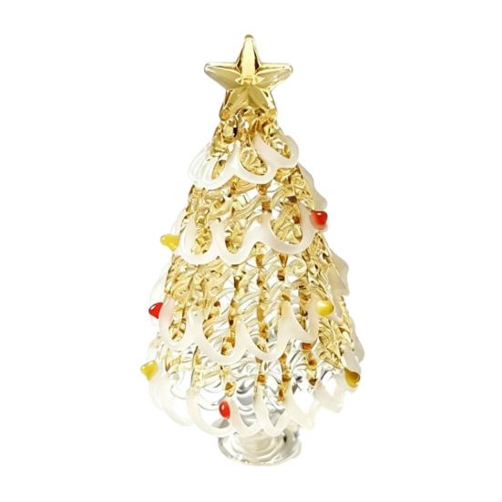 Miniature Christmas Tree Ornaments Glazed Figurine, Glass Pulled Wire Desk Decor, Unique Gifts for Friends Mini Holiday Tabletop Ornament Car