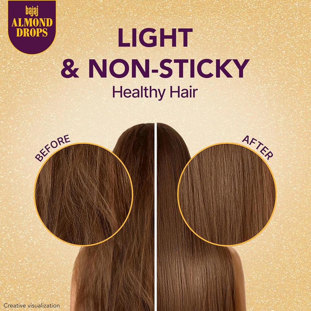 Bajaj Almond Drops Hair Oil 95ml Pack Of 1 For Hair Fall Control Shiny Non-Sticky Nourishing Hair Care