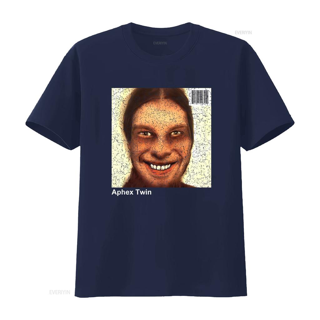 Retro Aphex Twin 1990er Album Cover T-Shirt Vintage Stil Druck für Musikliebhaber Vintage Gewaschenes Oberteil für den Alltag Mann