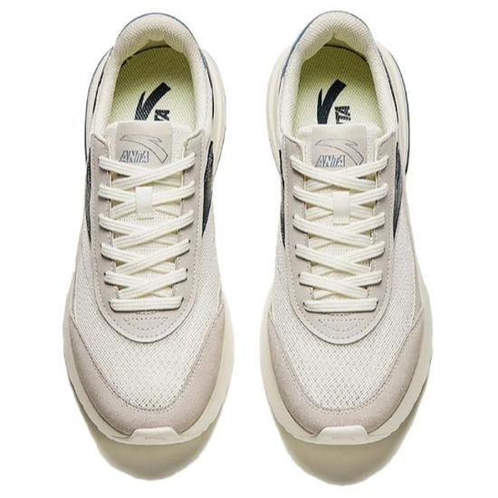 Anta Little Rock Candy Shock Absorbing Wear Resistant Low Top Casual Shoes Men Casual Shoes White Gray Blue 912428803-2