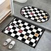 Simple Wind Diatomaceous Mud Checkerboard Bathroom Floor Mat Black and White Lattice Absorbent Non-slip Mat Kitchen Door Quick-drying Mat