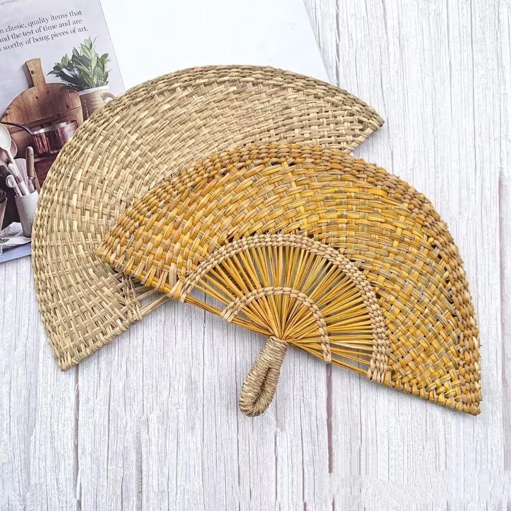 Bohemian Decorative Handmade Fan Vintage Hand Braided Fan Vintage Hand-woven Straw Fan Home Decor