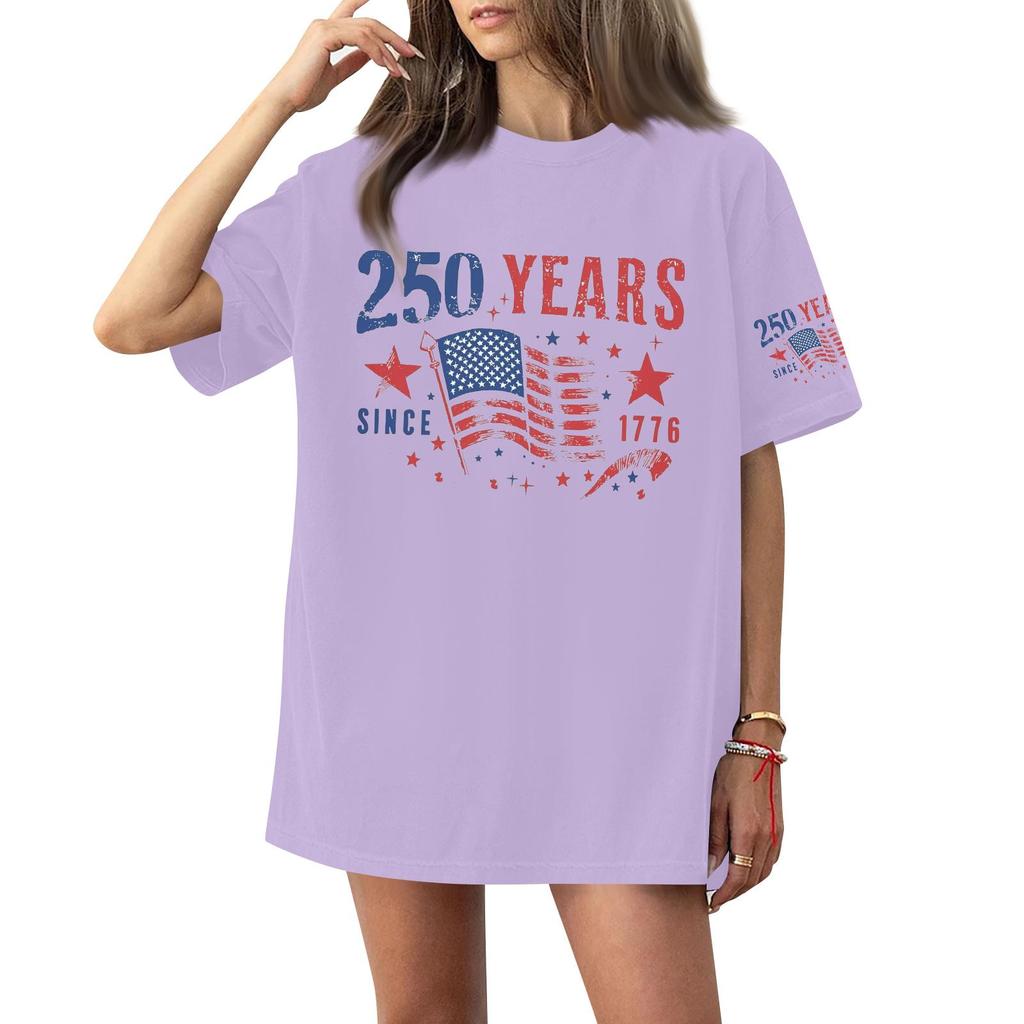 Γυναικείο Κοντομάνικο T-shirt Τοπ με Στρογγυλή Λαιμόκοψη και Σχέδιο