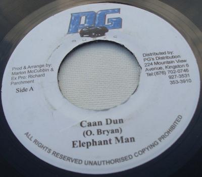 7inch Record ELEPHANT MAN / SQUIDLY RANKS - Caan Dun / Idiot Police NONE PG Music Jamaica Reggae, Ska & Dub Used