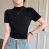 Semi-turtleneck Short-sleeved T-shirt Women's Summer New Bottoming Shirt with Slim-fit Short Student Top