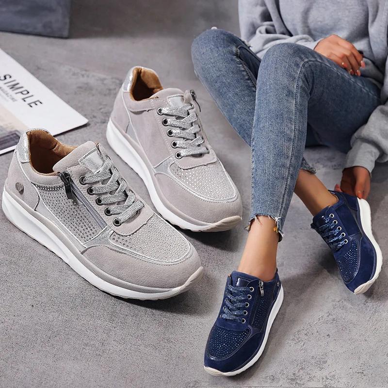 Scarpe da Donna Sneakers Oro Cerniera Platform Scarpe da Ginnastica Scarpe da Donna Casual Lacci Tenis Feminino Zapatos De Mujer Sneakers da Donna cm