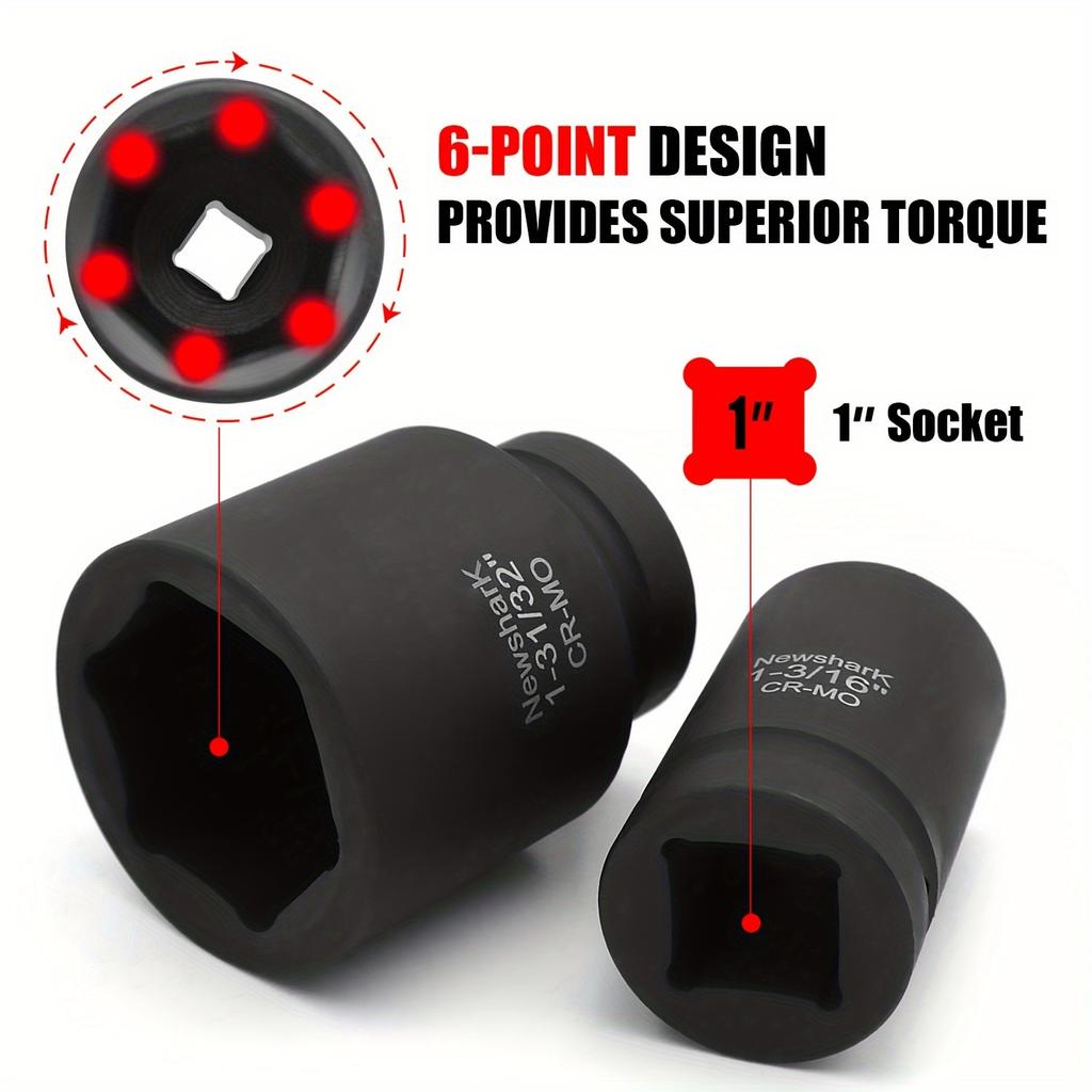 11 Piece Deep Socket Set SAE (1-5/16"-1-31/32"),6 Point Cr-Mo Spindle Axle Nut Impact Socket Set for Auto Repair and home Repair