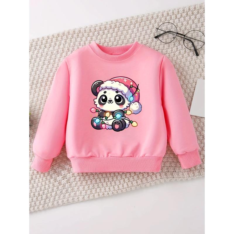 European Sizes Cute Panda Print Kids'  Thin Round-Neck Sweatshirt, Comfortable And Easy Design for 0-3 Years Old, Suitable for Outdoor Wear