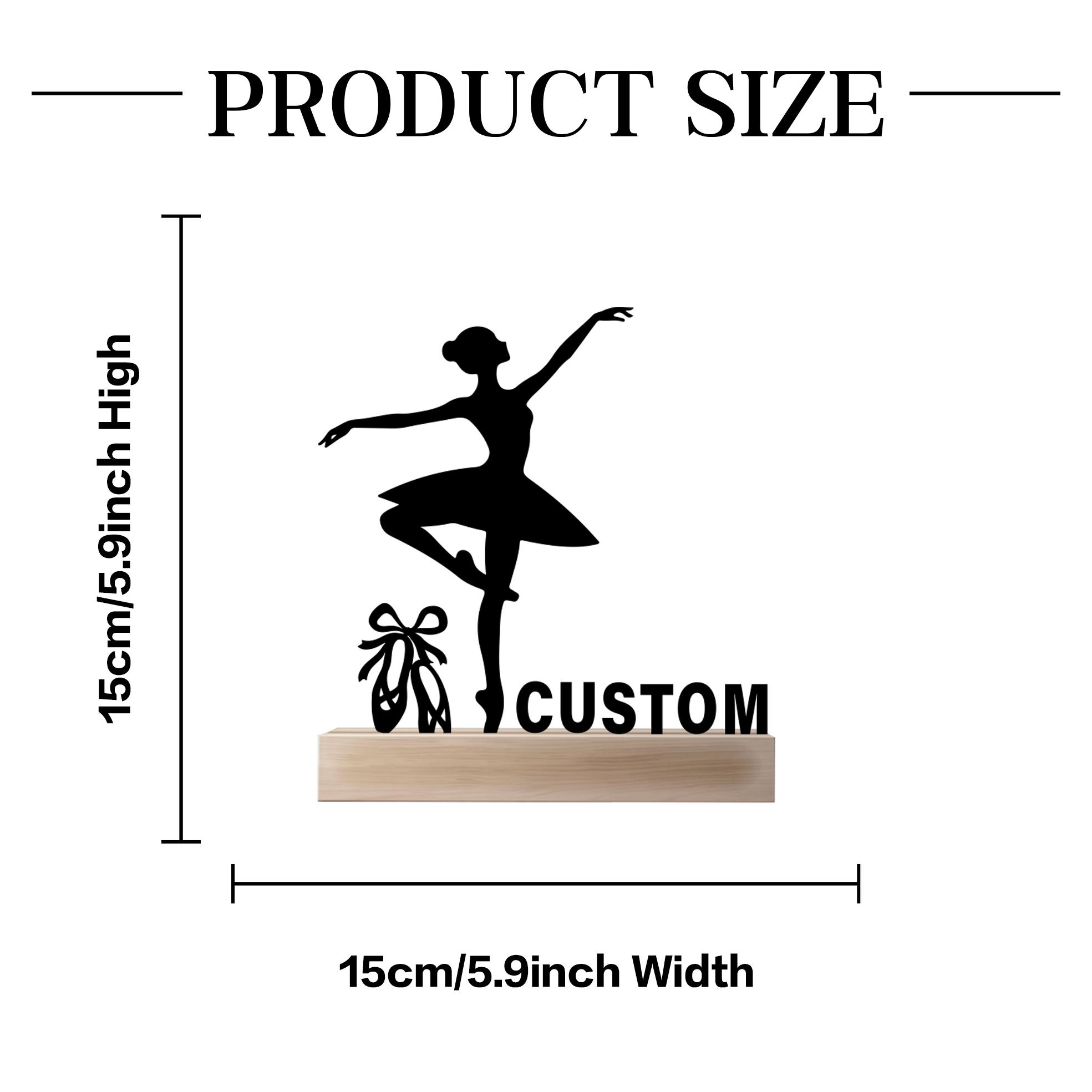 

1pc Fashion Dancing Fairy Customized Name Metal Statue Iron Ornament Tin Sculpture Art Crafts With Wood Base Home Table TY-TB-TO65-15X15cm