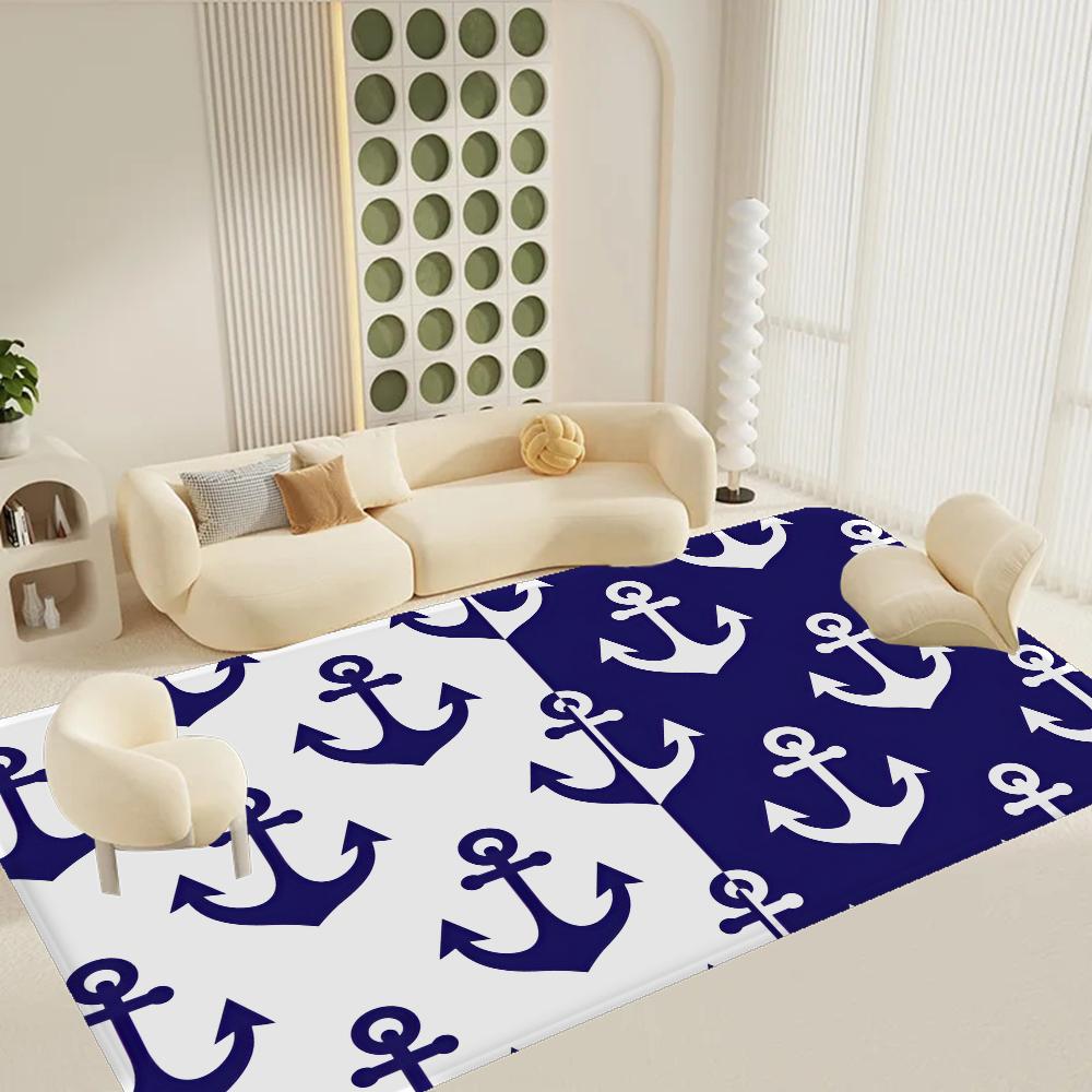 Alfombrilla de suelo con ancla náutica estilo INS suave para suelo de dormitorio casa lavadero alfombrilla antideslizante alfombras para zona de cabecera