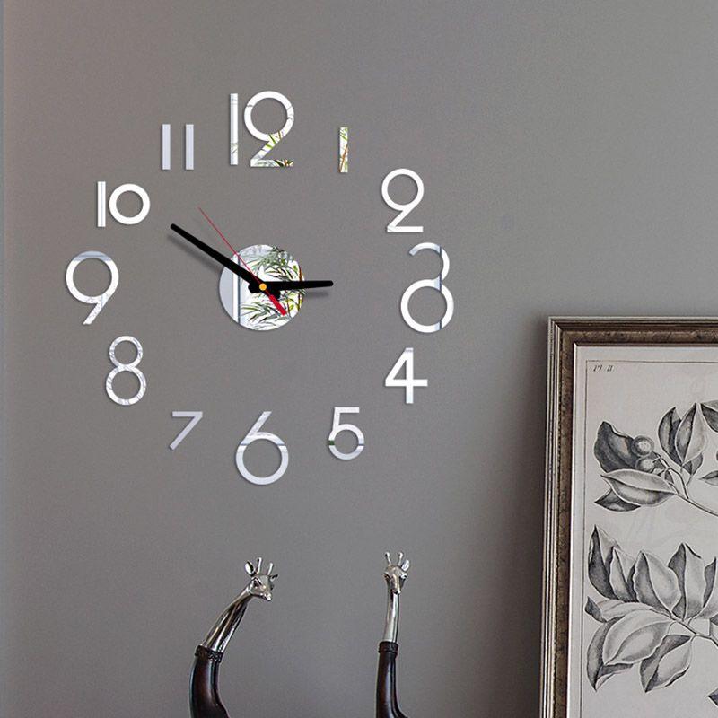 Number Wall Diy Clock 3d Mirror Sticker Modern Home Office Decor Art Decal