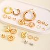 Vintage Gold Color C-Shaped Ear Clip for Women Exaggerated Metal Non-Piercing Ear Cuff Circular Earrings Party Jewelry Set Gifts