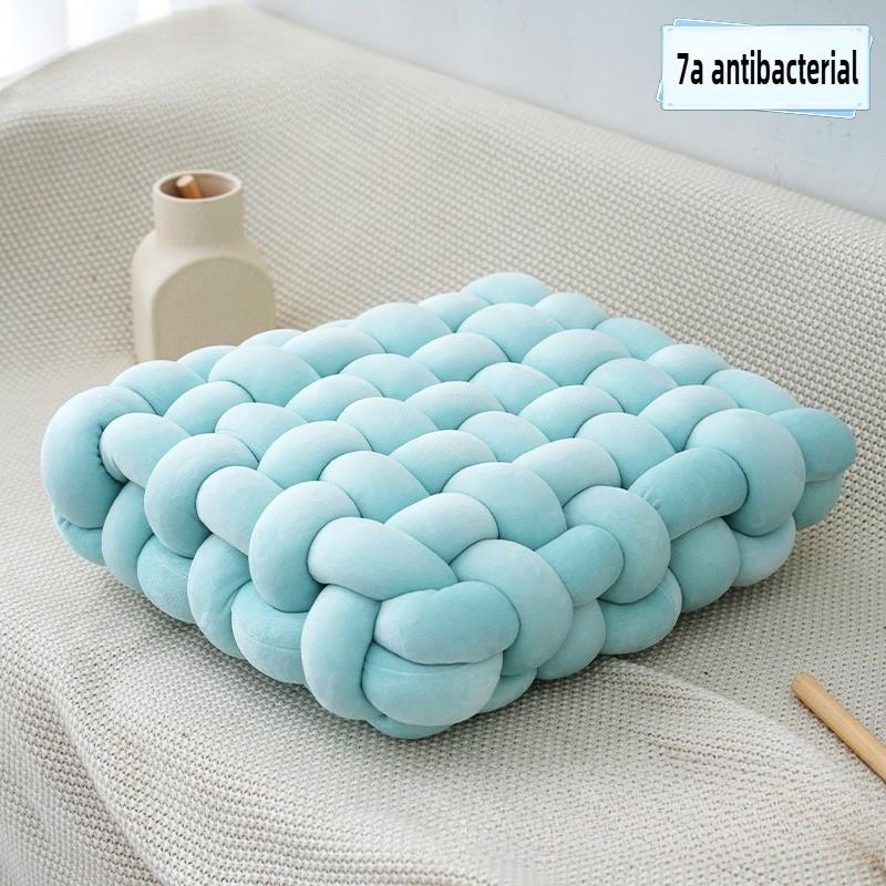 Plush Pillow Knot Hand-made Cushion Square Nordic Aesthetic Stuffed Pillow Office Chair Decorative for Sleeping Back Comfort