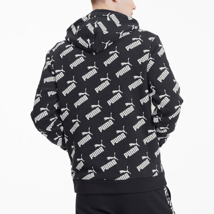 Puma Bluza z kapturem z nadrukiem logo na całej powierzchni Męska Bluza Czarna 582795-01