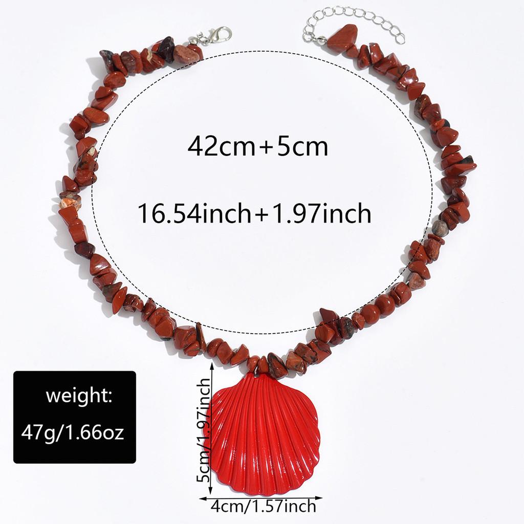 Summer Trendy Ethnic Shell Necklace With Handmade Resin Beads For Women