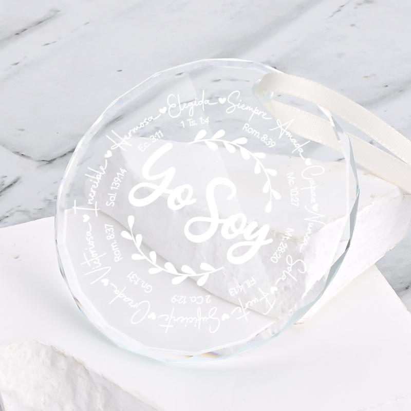 1pc/2pcs 'Yo Soy' Christmas Gift Glass Ornament,Hanging Decorative Gift for Christian Families,  Holiday Gift for Family and Friends, Glass Keepsake