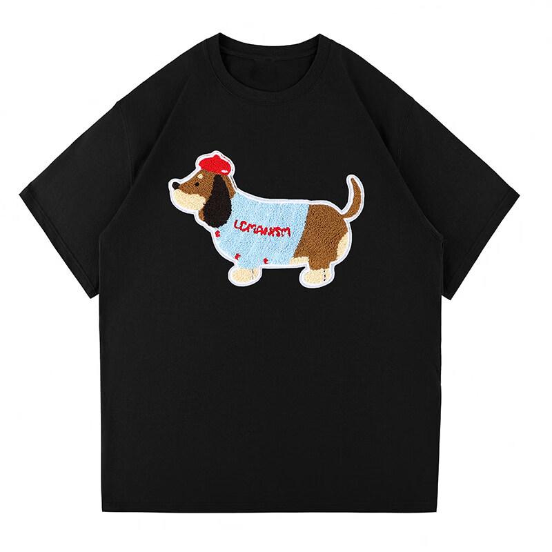 LEMANISM Huang Zihongfan Dachshund Embroidery Heavyweight T-Shirt