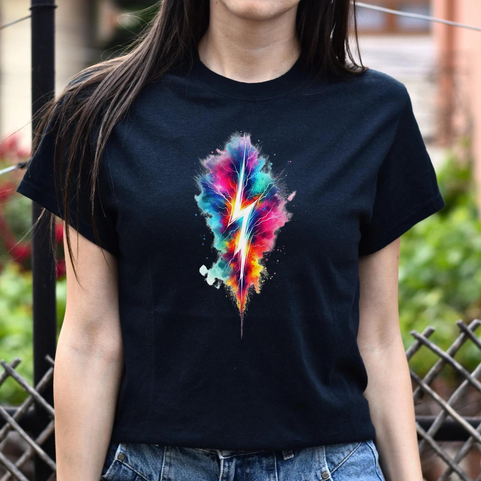 Lightning Color Splash Unisex T-shirt Abstract Lightning tee Black Navy Dark Hea 2XL