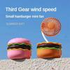 USB Portable Fan Powerful Hamburger Desk Fan Rechargeable 3 Speed Personal Hand Fan