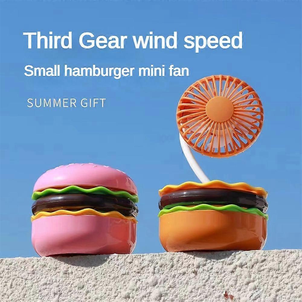 USB Portable Fan Powerful Hamburger Desk Fan Rechargeable 3 Speed Personal Hand Fan