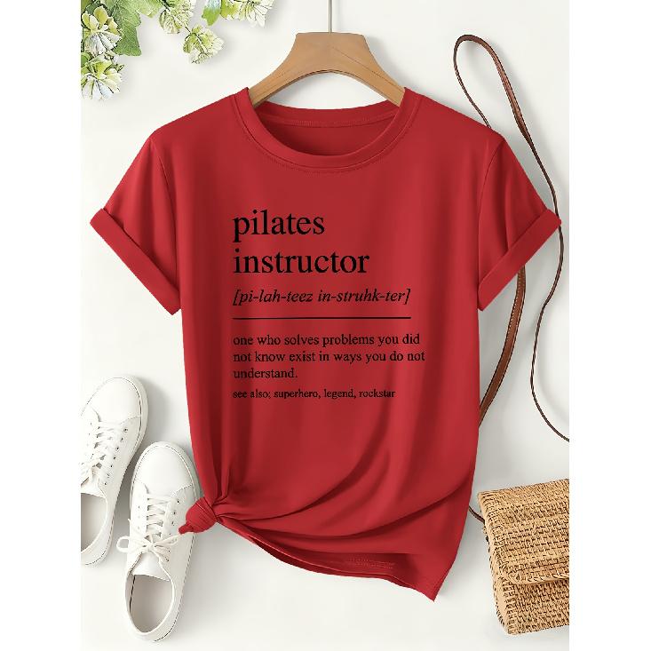 Pilates Instructor Funny Definition Print for Women T Shirt 2026 Funny Style Short-sleeve Shirts for Spring and Summer Teaching Everyday Wear of