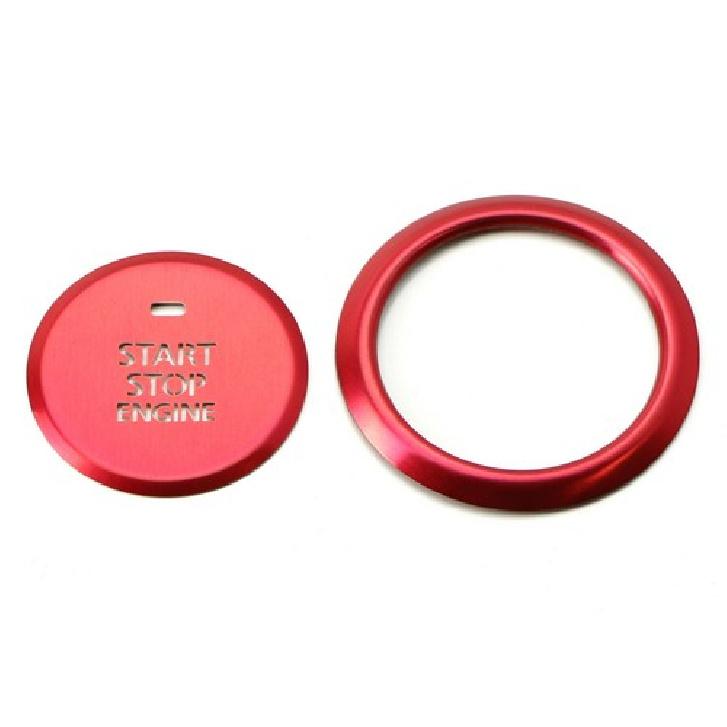 2pc Red Keyless Engine Push Start Button & Surrounding Ring For -up Mazda 3