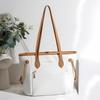 Color Contrast PU Leather Tote Bag, Adjustable Side Strap Large Capacity Shoulder Handbag For Women Office Commute Daily Shopping