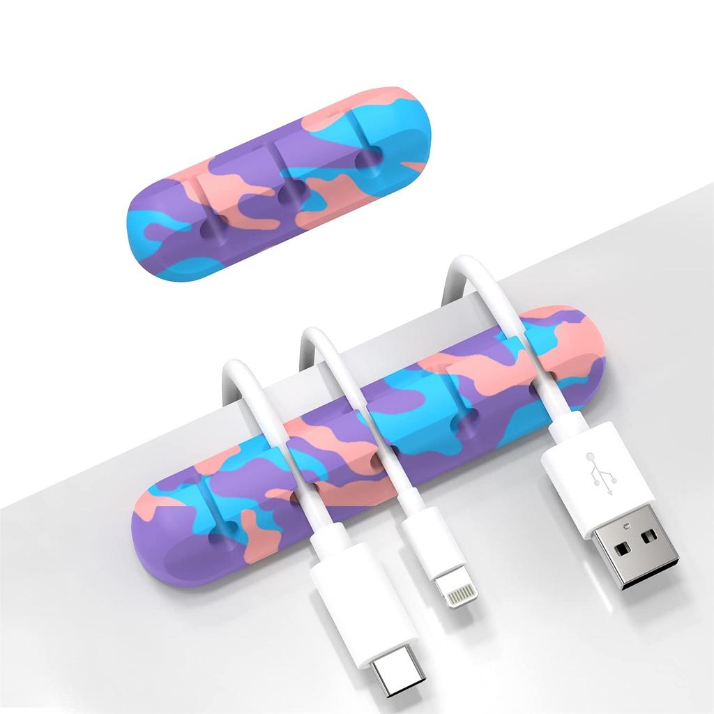 Cable Organizer, Cord Organizer Cable Management, Cable Clips USB Cable Holder Wire Organizer Cord Clips,(5, 3 Slots Colourful)