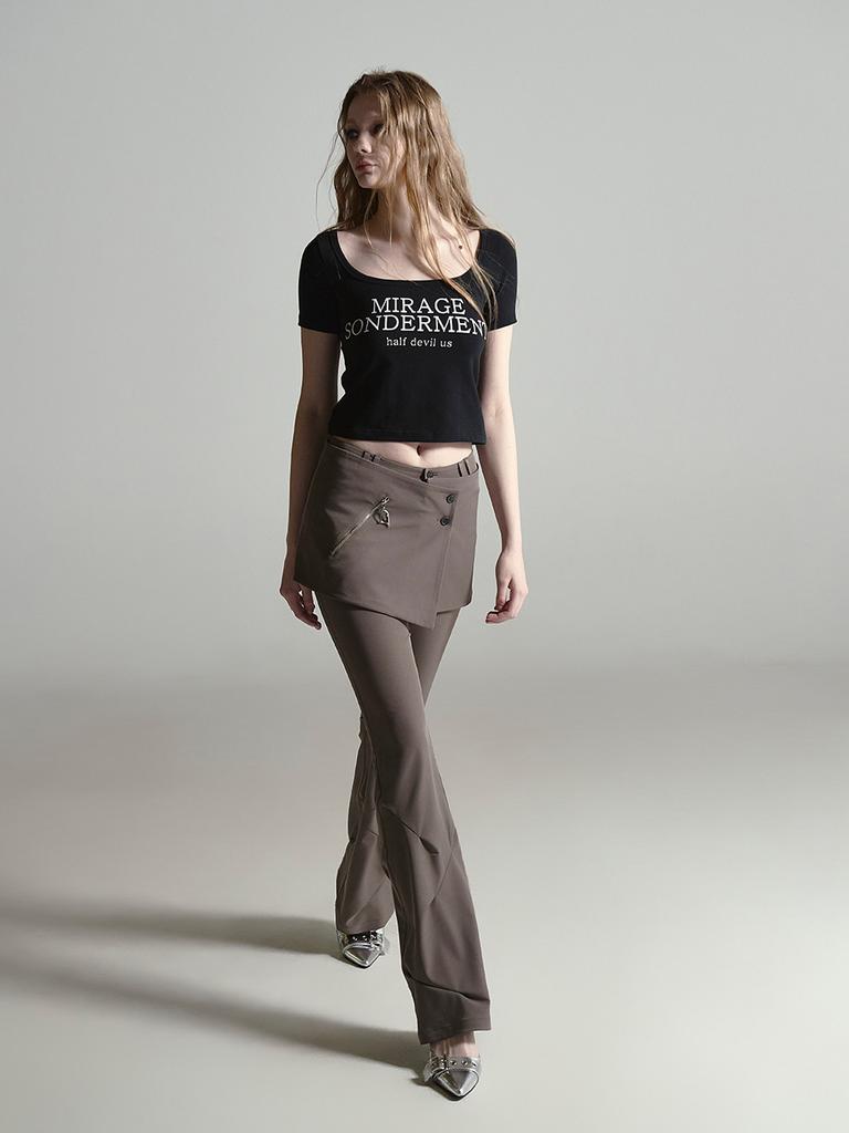 HALF DEVIL US [Customized] Layered Bootcut Pants_Walnut