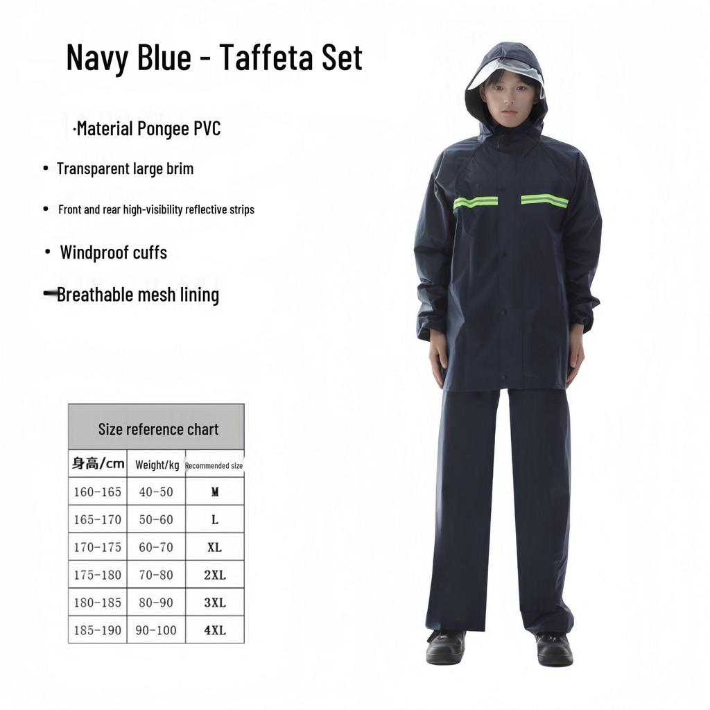 Full Body Rainproof Reflective Raincoat and Pants Set for Motorcycling and Construction