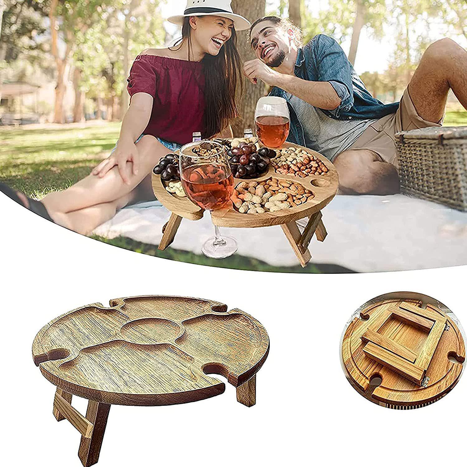 

Портативный ретро складной стол для пикника с держателем для бокалов и местом для хранения Large Diameter 30