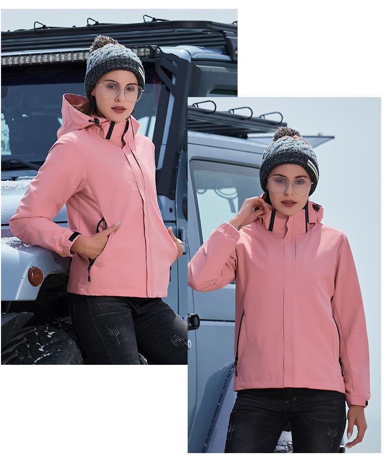 Men's and Women's Windproof 3-in-1 Detachable Jacket Set: Fleece-Lined, Waterproof, Breathable, Perfect for Mountaineering.