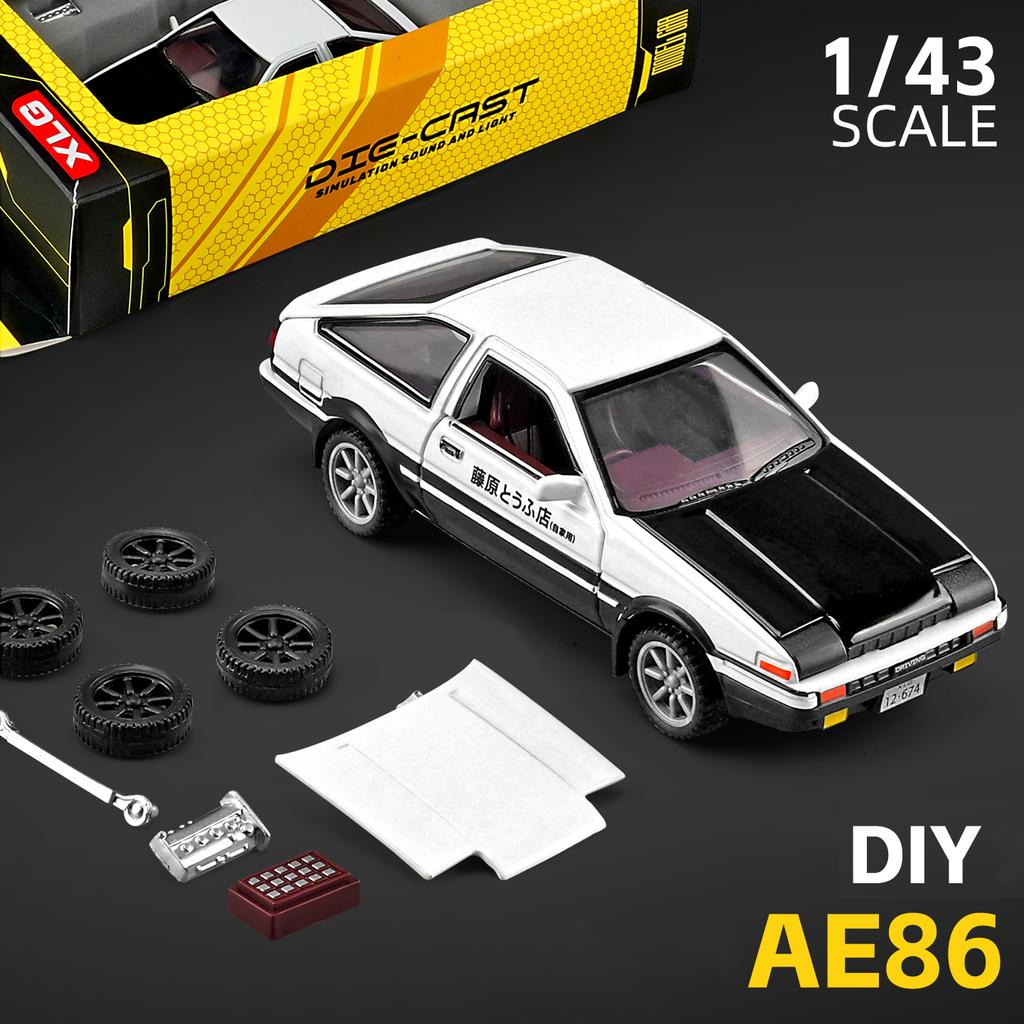 1/43 Initial D AE86 Zonda DIY Detachable Assembly Alloy Diecasts & Toy Vehicles Car Model Miniature Scale Model Car for Children