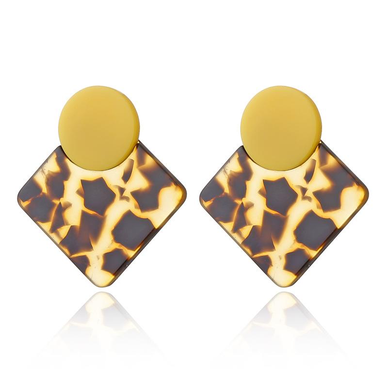 Новые европейские и американские популярные геометрические серьги акриловые серьги с леопардовым принтом жёлтый